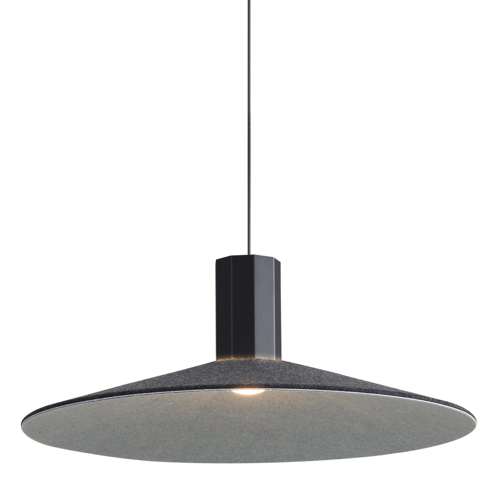 Golden Lighting Faroe 20in Integrated LED Pendant in Flecked Black/Grey Felt